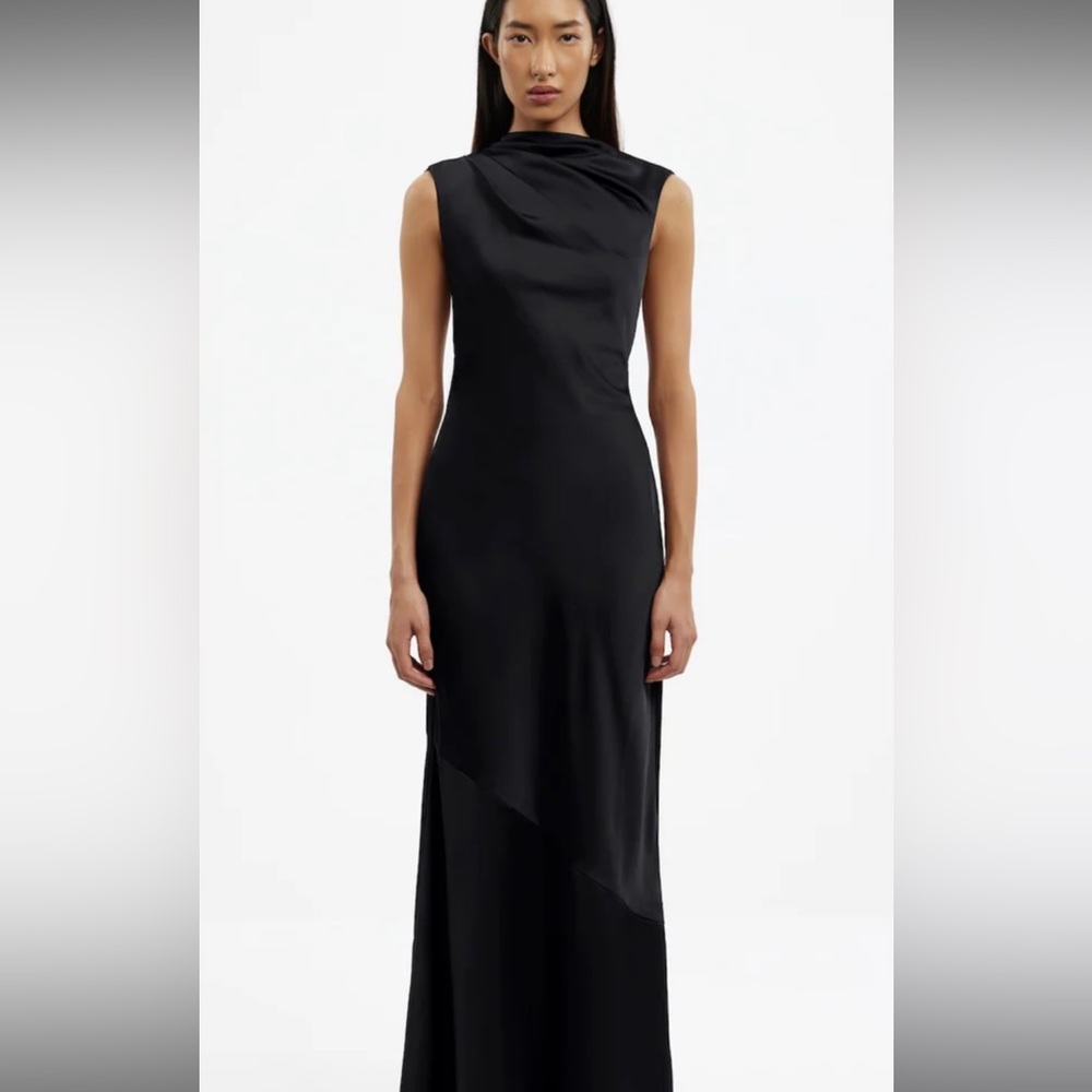 Significant Other Lana Cowl Neck Tie-back Satin Maxi Dress